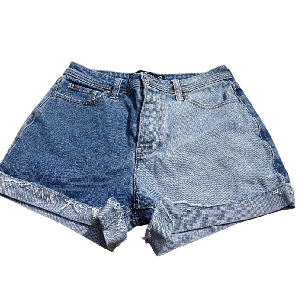 Hollister Ultra High-Rise Mom Shorts Womens 5/W27 Summer Denim Colorblock